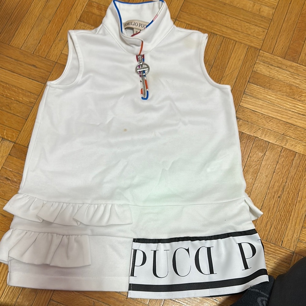 Emilio Pucci White Sleeveless Ruffled Dress